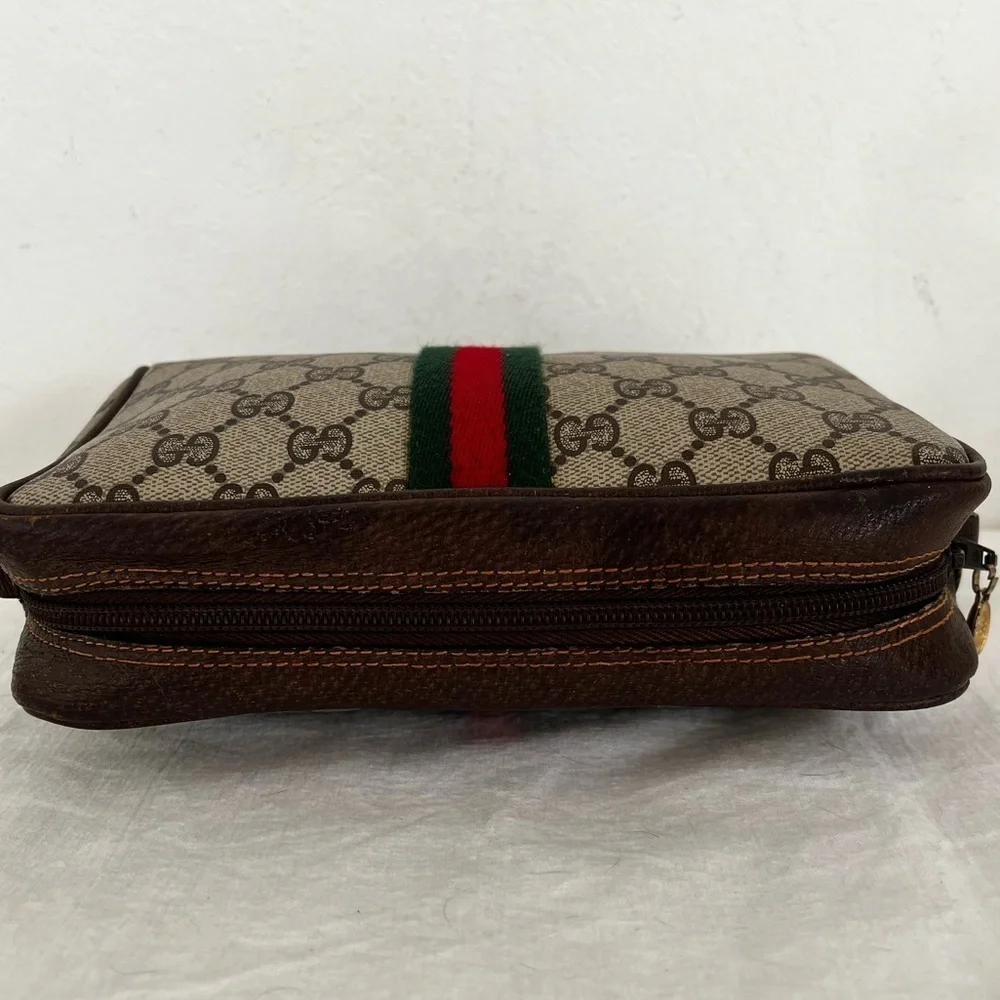 Rare Gucci GG Supreme Sherry Line Cosmetic Pouch Original Interior Late 70s-80